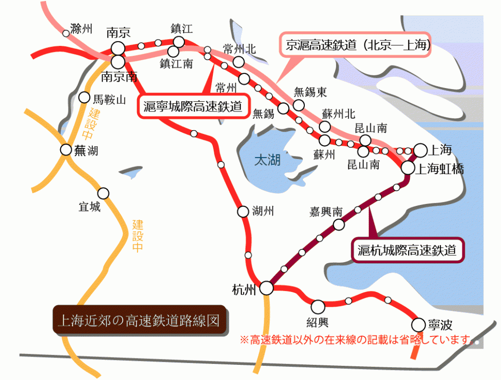 上海近郊高速鉄道路線図